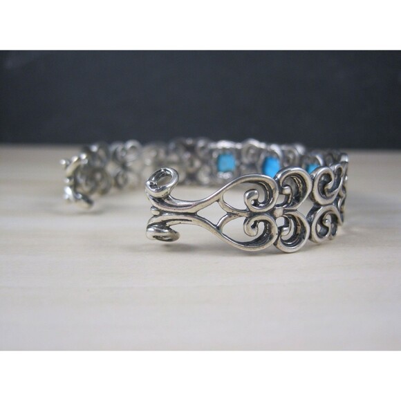 Southwestern Sterling Turquoise Cuff Bracelet 7 Inches Carolyn Pollack Relios - Picture 12 of 16